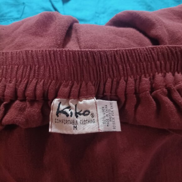 Kiko Women's 100% Linen Long Skirt M Rust - Picture 2 of 6
